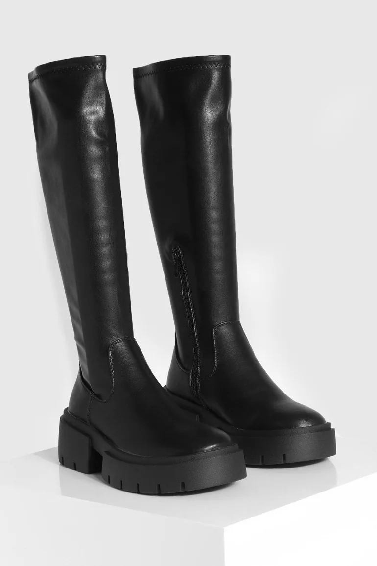 Chunky Knee High Boots - black - 2