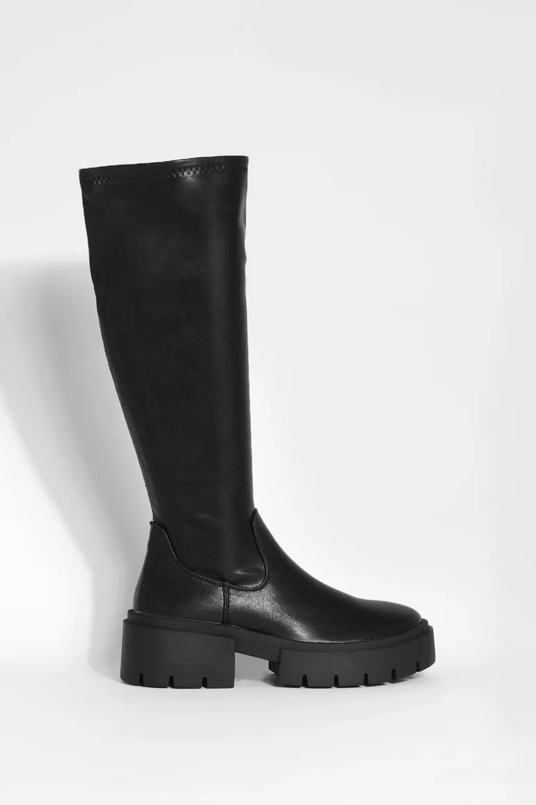 Chunky Knee High Boots - black - 1