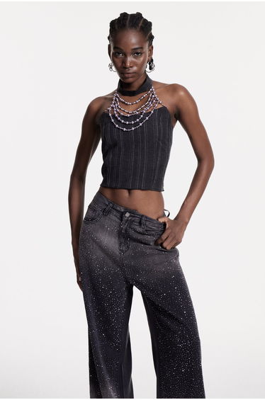Christin Pearl Halter Neck Top