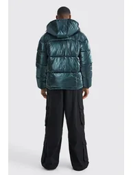 Metallic Square Quilted Puffer - green - 1