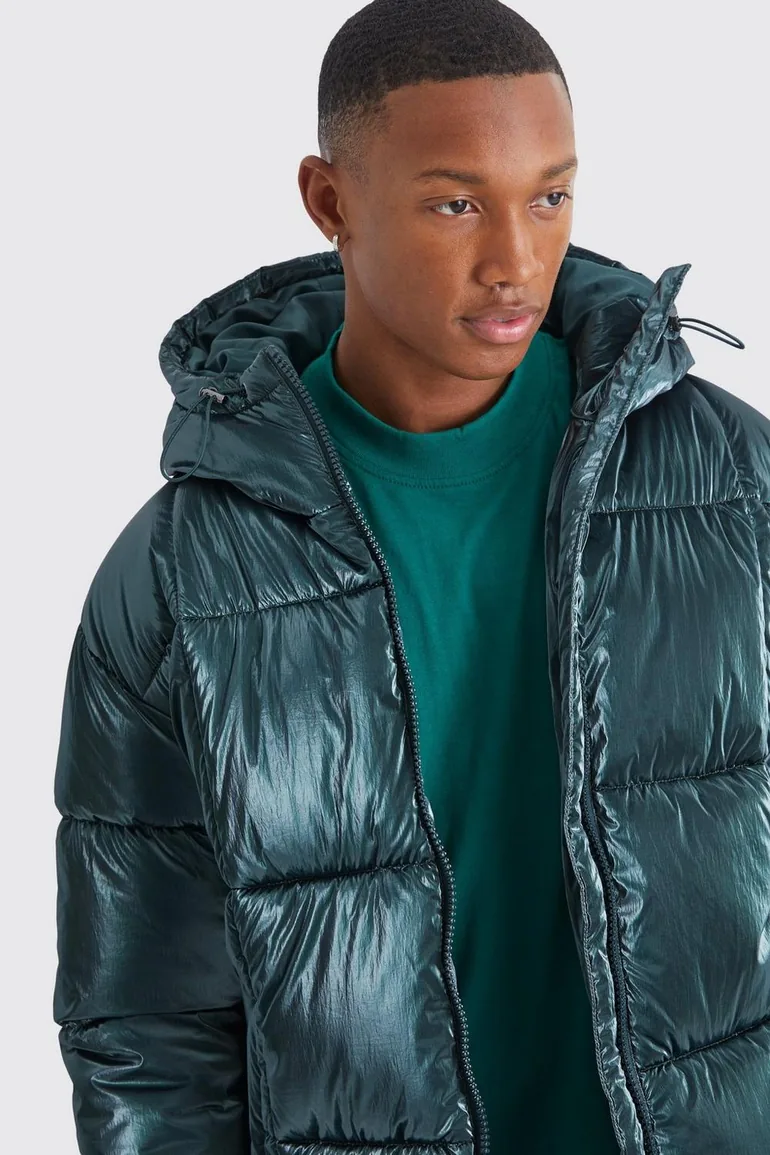 Metallic Square Quilted Puffer - green - 2