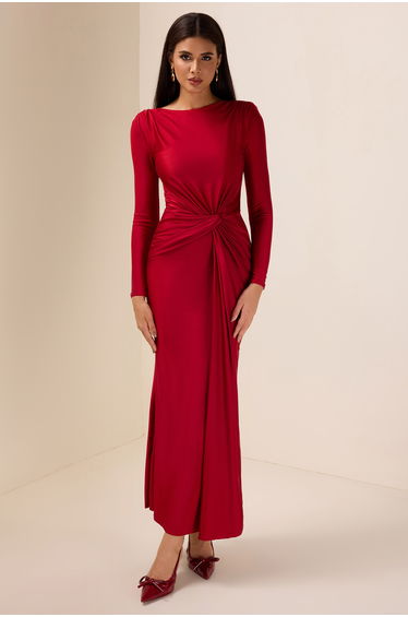Olympe Jersey Midi Dress in Red