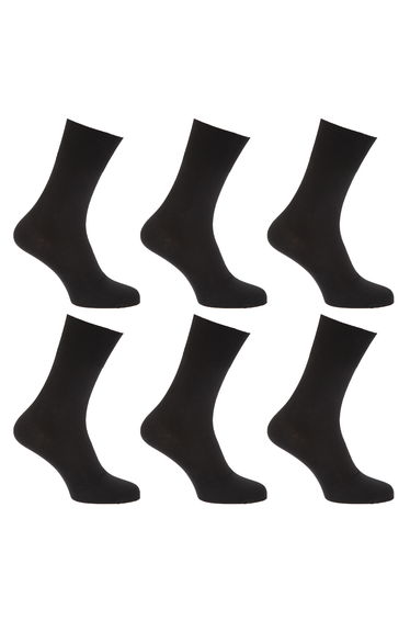 Mens Stay Up Non Elastic Diabetic Socks (Pack Of 6) - Black