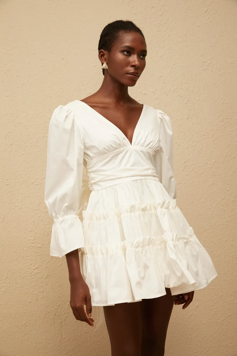off the shoulder tea dress Tea Length Off The Shoulder Beach Satin Wedding Dress with Pockets US2 / Custom Color