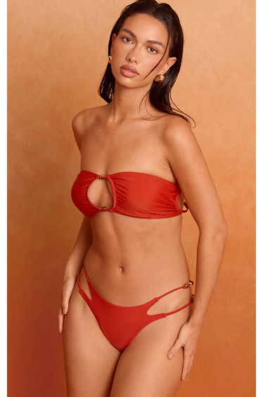 Rust Bead Detail Bandeau Bikini Top
