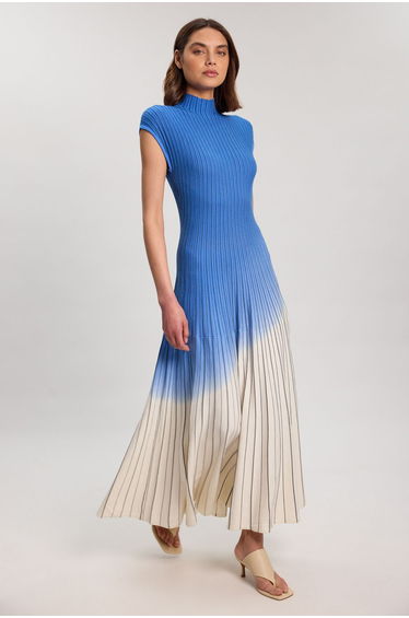 Ombre Knit High Neck Sleeveless Maxi Dress