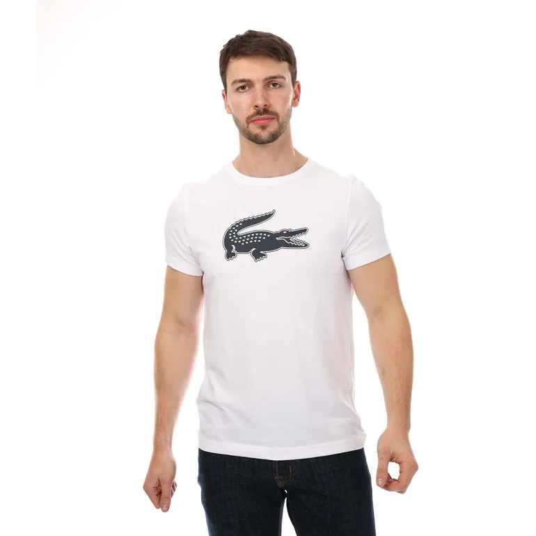 Men's Lacoste SPORT 3D Print Crocodile Jersey T-Shirt in White