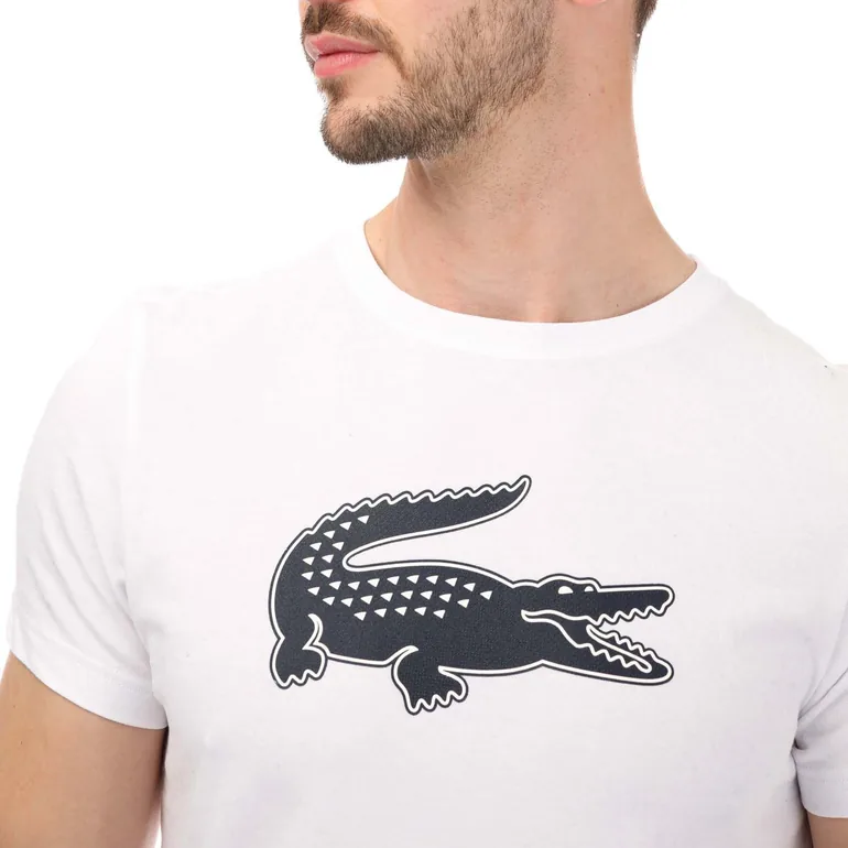 Men's Lacoste SPORT 3D Print Crocodile Jersey T-Shirt in White - 3