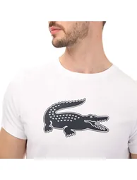 Men's Lacoste SPORT 3D Print Crocodile Jersey T-Shirt in White - 3