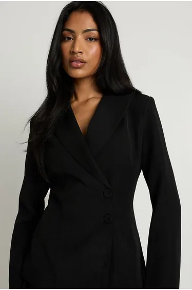 Wrap Asymmetric Blazer - black