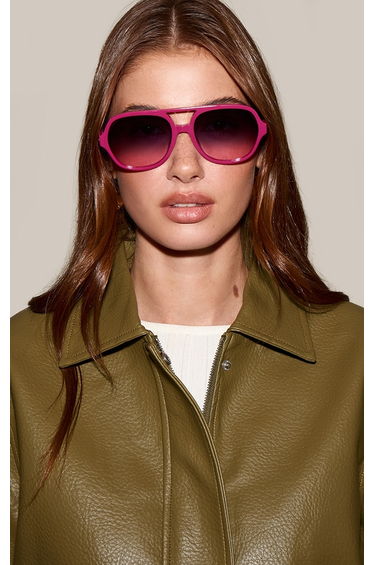 Burgundy Plastic Frame Burgundy Tinted Lens Aviator Sunglasses