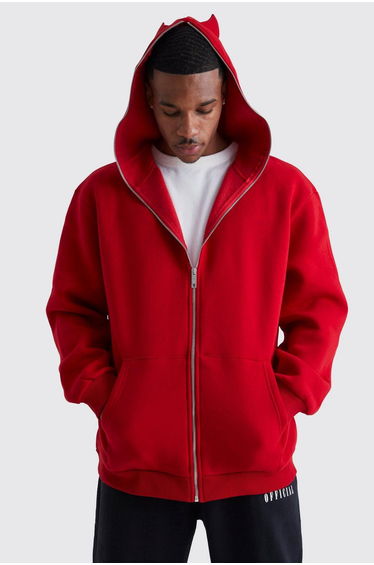 Oversized Devil Horn Hoodie - red