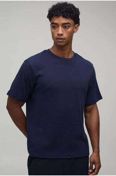 Essential Regular Fit Waffle T-Shirt - navy