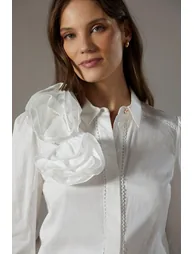 قميص كوست فاشن أبيض بأكمام طويلة - 3