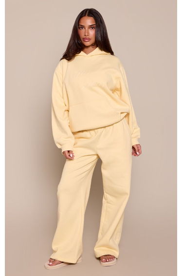 Petite Butter Yellow Graphic Oversized Hoodie