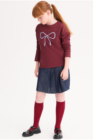 Long Sleeve T-Shirt with Bow Print