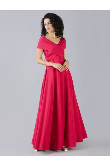 Wrap V-Neck A-Line Maxi Dress
