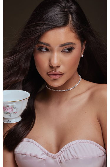 Silver Dainty Stud And Necklace Set