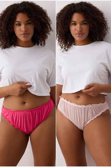 Lilac-Pink 2 Pack Tulle Plus Size Panties