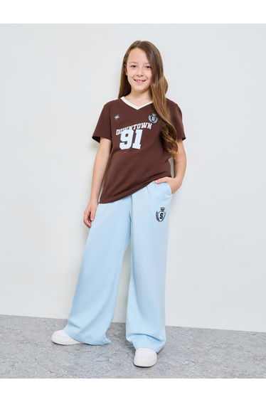 Girls Oversized T-Shirt and Wide Leg Joggers Set