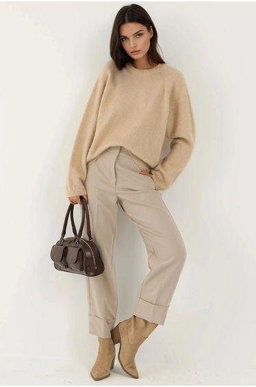 Soft Textured Crew Neck Basic Sweater