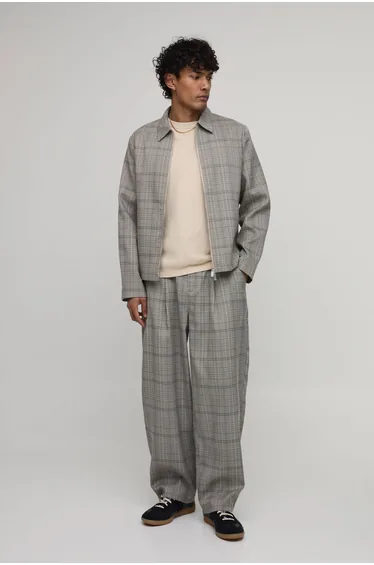 Check Balloon Fit Tailored Co-Ord Trousers - brown