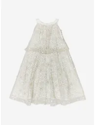 BCBGMAXAZRIA Girls Embroidered Floral Lace Dress in Ivory - 1