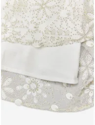 BCBGMAXAZRIA Girls Embroidered Floral Lace Dress in Ivory - 4