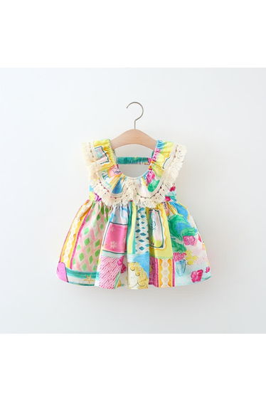 Toddler Multicolor Abstract Rhombus Dress