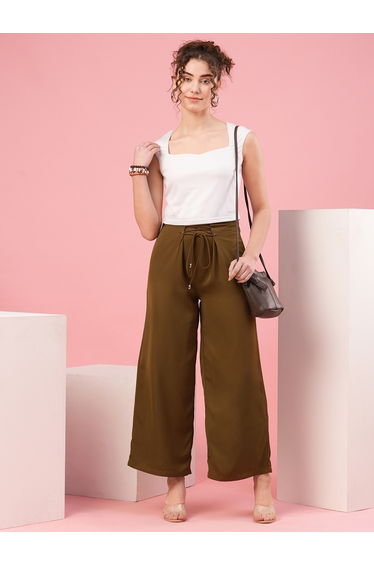 High-Rise Loose Fit Trousers with Drawstring