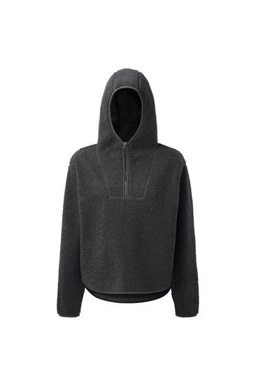 TriDri Womens/Ladies Sherpa Fleece Quarter Zip Hoodie - Charcoal Grey