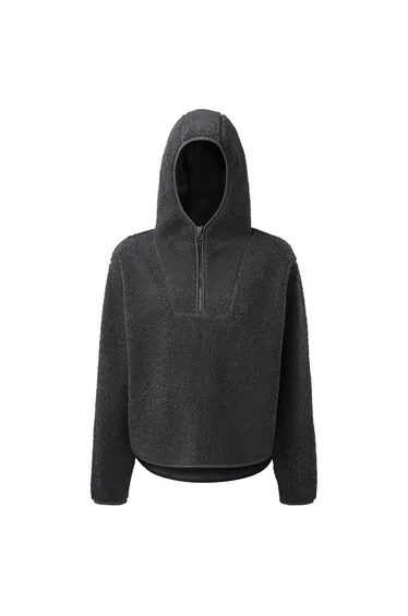 TriDri Womens/Ladies Sherpa Fleece Quarter Zip Hoodie - Charcoal Grey