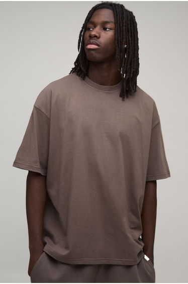 Essential Washed Oversized Heavyweight T-Shirt - washed chocolate