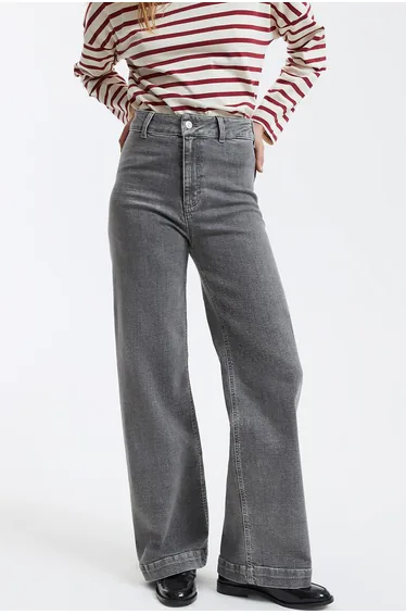 Wide Leg Jeans with High Waist, Length 31.5"