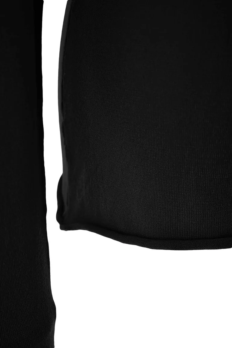 Wardrobe Essentials Black Boat Neck Slim Fitted/Body Hugging Knitwear Sweater - 4