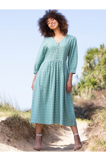 Worgret 3/4 sleeve flannel check dress