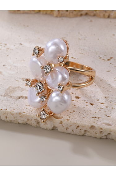 Rhinestone Faux Pearl Embellished Ring