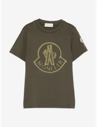 Moncler Enfant Boys Logo Print T-Shirt in Green