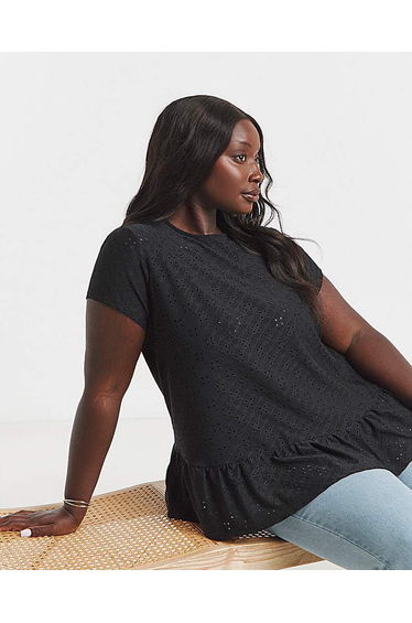 Broderie Cap Sleeve Peplum Top
