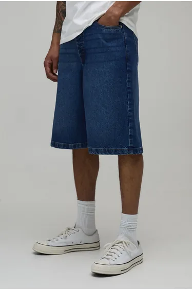 Basic Relaxed Fit Jorts - mid blue
