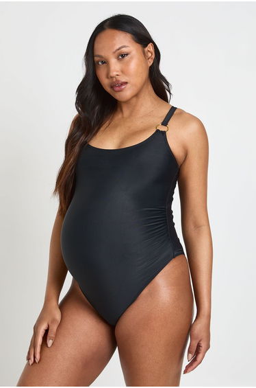 Maternity Trim Detail Scoop Neck Swimsuit - black