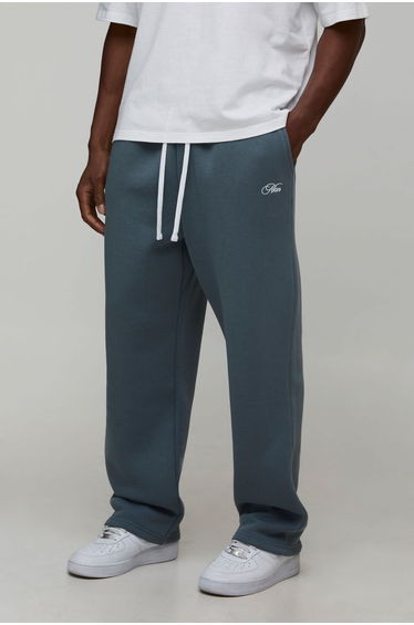 Baggy Fit Man Script Joggers - slate blue