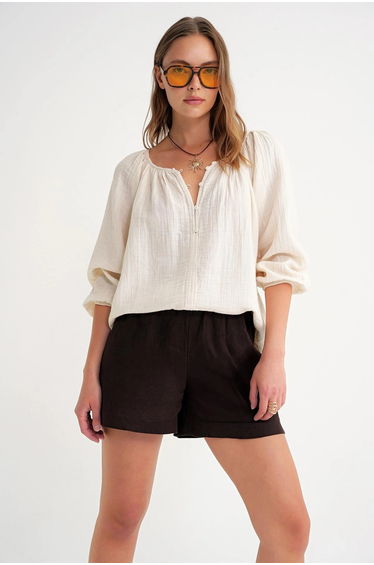 Mixray Buttoned Muslin Fabric top