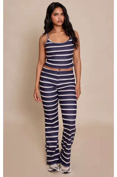 Petite Navy Stripe Strappy Tank Top