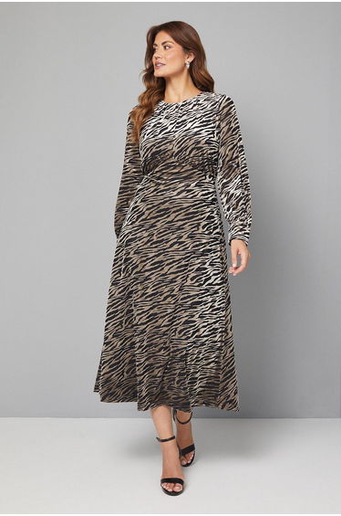 Devore Drop Hem Midi Dress