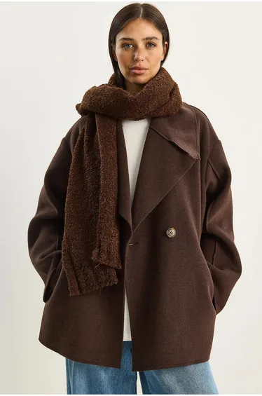 LUCCI Oversize Buttoned Jacket with Jacket Collar