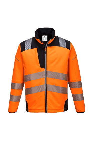 Portwest Mens PW3 Hi-Vis Soft Shell Jacket - Orange/Black