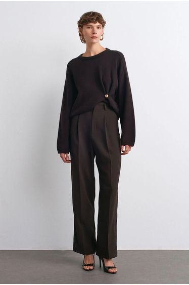 Dilvin High-waist Wide-leg Crepe Trousers