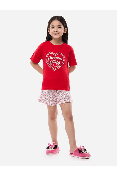 Graphic Print Short Sleeve Top and All-Over Print Shorts Set