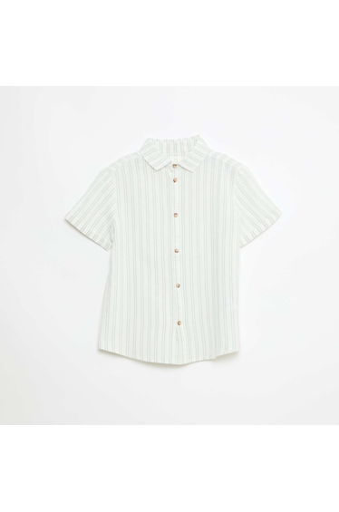 Regular Fit Striped Cotton Shirt WHITE